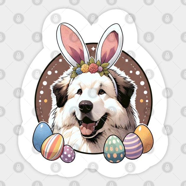 Pyrenean Shepherd's Easter Joy with Bunny Ears Celebration Sticker by ArtRUs